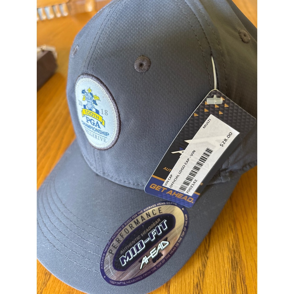 Ahead 2018 100th PGA Championship Bellerive Gray Mid-Fit Performance Glf Hat NWT - Picture 3 of 5